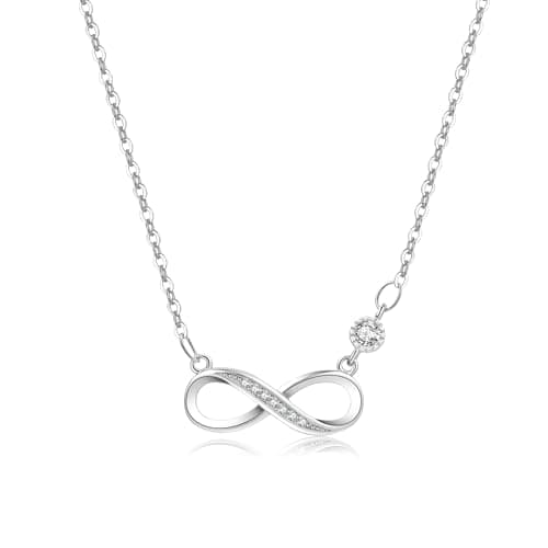 Image of VEEDOFA Silver Necklaces for Women, Infinity Sterling Silver Necklace, Silver Pandents, Silver Infinity Necklace, Cubic Zirconia Ladies Necklaces, Necklaces for Women