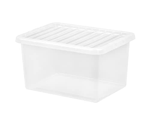 Image of M1SS 24L/25L Litre Clear Crystal Plastic Storage Box With Lid Home Office Stackable Nestable Container Made in U.K