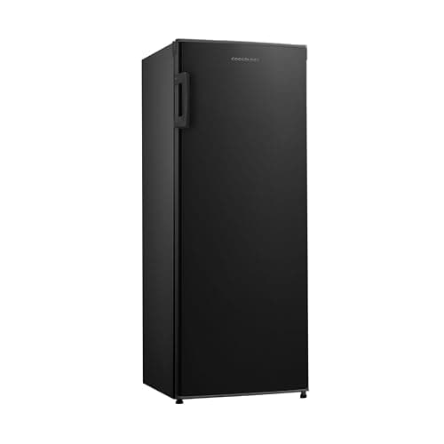 Image of Cookology CTFR235BK Tall Freestanding Upright Larder Fridge, 55W x 142H CM, 235 Litre with Adjustable Temperature Control and Legs, LED Light and Reversible Door - In Black