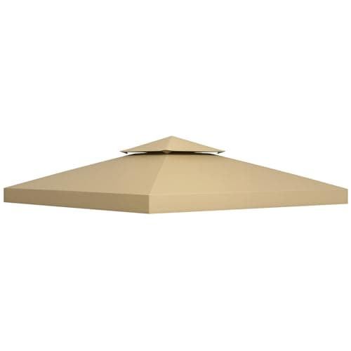 Image of Outsunny 3 x 3(m) Gazebo Canopy Replacement Cover 2-Tier Roof Top Spare Part Beige (TOP COVER ONLY)
