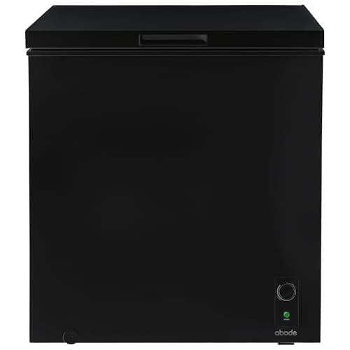 Image of Abode Freestanding Black Chest Freezer 198L with Removable Wire Basket & Counter Balance Lid, Adjustable Thermostat, Suitable for Garages & Outbuildings A198CF0E1B