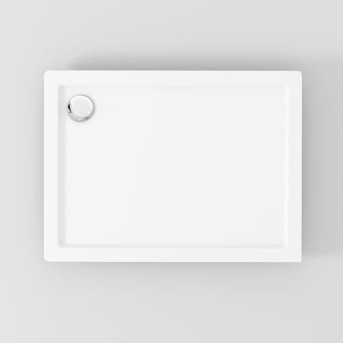 Image of Rectangular 1200 x 900mm Shower Tray Pearlstone for Shower Enclosure Cubicle with Waste Trap