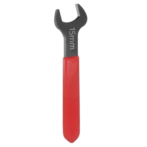 Image of sourcing map Single Open End Wrench 15mm Metric 15 Degree Offset Angle U-Shaped Open Ended Spanner Small Flat Head Blackening Wrench with Red Shank for Automotive Repair Furniture Assembly
