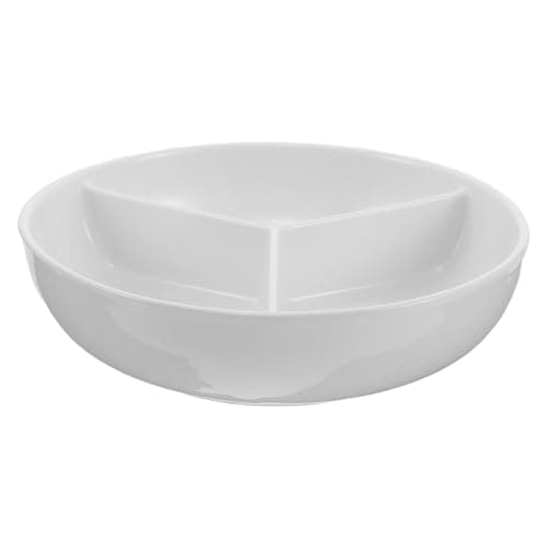 Image of DOITOOL Ceramic Divided Serving Tray: Japanese Cereal Bowl with Divider - 3 Compartment Condiment Dish - Sectioned Serving Plate for Entertaining Snacks Appetizers Fruit Candy