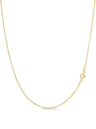 Image of KEZEF 18ct Gold Plated 925 Sterling Silver Box Chain Necklace for Women Girls Men - Made in Italy - 30 Inches | 75cm