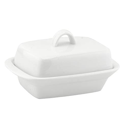 Image of Apollo White Ceramic Butter Storage Dish with Cover Lid