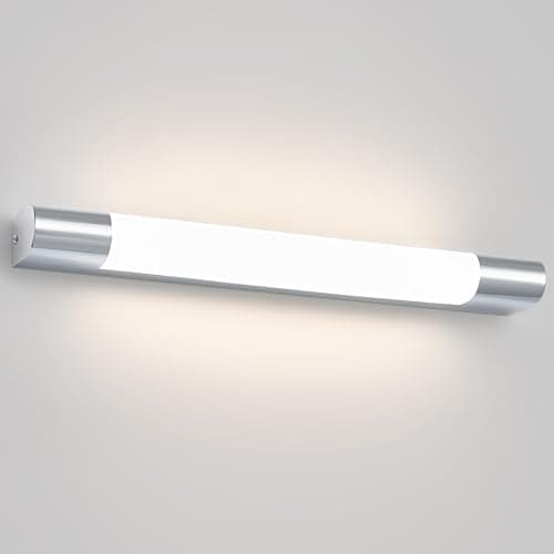 Image of TYhogar 40cm Bathroom Wall Light LED Bathroom Over Mirror Light with Switch, Stainless Steel IP44 Wall Lamp 12W Aluminum for Hotel Shaver Make Up Wall Scones(Nickel)