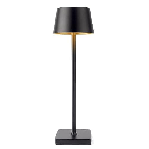 Image of Seihoae Cordless Table Lamp, 6000mAh Rechargeable Battery, IP54 Waterproof, Aluminum Alloy, Touch Dimming, 4W LED Warm Light, for Indoor Outdoor Restaurant Buffet Bar Coffee Shop, Black