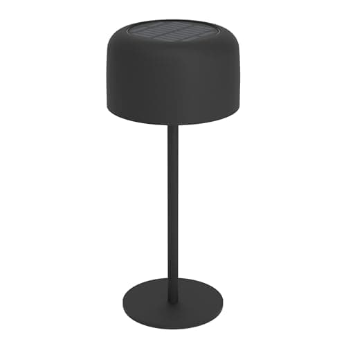 Image of Eglo Cordless LED Table lamp Roccanova, Wireless Solar Light, 3-Step Touch dimmable, Rechargeable Outdoor Lighting for Balcony and Garden, Black Steel, Warm White, IP44