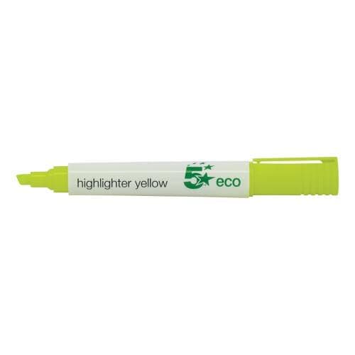 Image of Finchley 5 Star Eco Highlighter Chisel Tip 1-5mm Line Yellow [Pack 10]+ free refill pen (5)