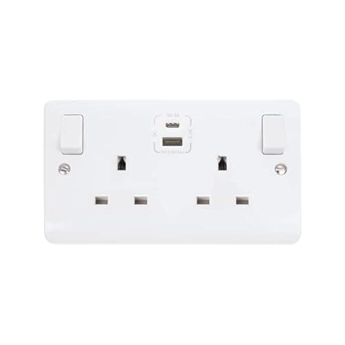 Image of Click Mode 2 Gang 13A Switched Socket & TYPE A & C USB Charging | CMA786