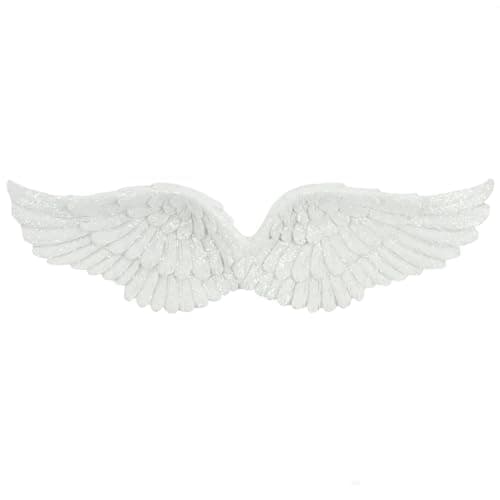 Image of Stunning White Resin Glitter Hanging Angel Wings - 7cm x 28cm (1 Pc.) - Elegant & Unique Design, Great Gift or Personal Keepsake - Perfect Home Decor