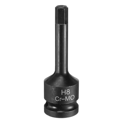 Image of Sourcing Map 8mm Hex Impact Bit 1/2" CR-MO Steel Phosphate Black Socket Adapter for Auto Mechanics Work Repair Maintain