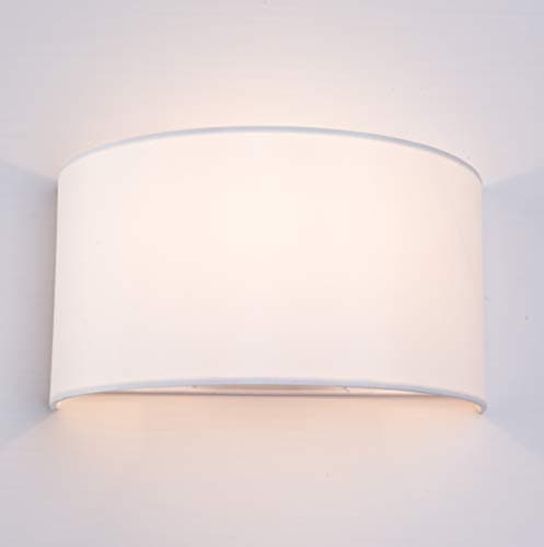 Image of HARPER LIVING Wall Light with Switch, E27 ES Wall Wash Reading Lamp with White Semi-Circle Fabric Shade, Bedside Wall Sconce for Bedroom, Living Room, Hallway, Hotel