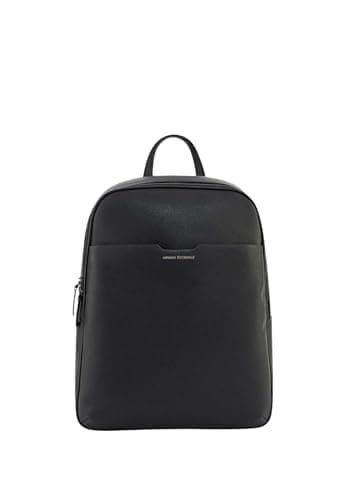 Image of Armani Exchange Alex, Classic, Embossed Logo, Silver Double Zip, Men's Backpack, Black, One Size