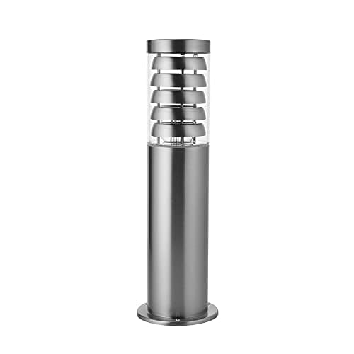Image of National Lighting Tango IP44 Rated Brushed Stainless Steel Bollard Light Fixture for Outdoors - E27 Pedestal Post Light - LED Compatible Garden Post - Walkways, Pathways, Driveways | 450mm