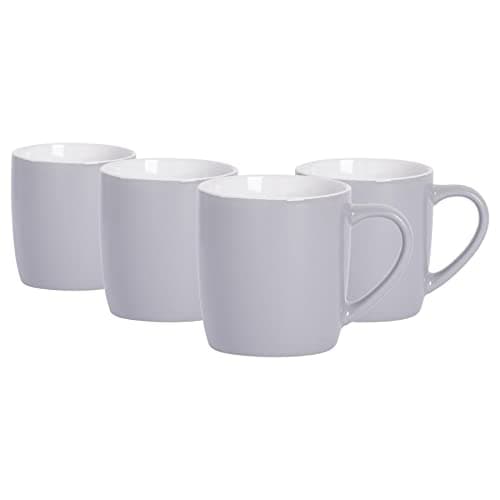 Image of Argon Tableware Coloured Coffee Mugs - Grey - 350ml - Pack of 4 - Gloss Ceramic Stoneware Latte Cappuccino Cups Hot Chocolate Cups Colourful Mug Set with Handle