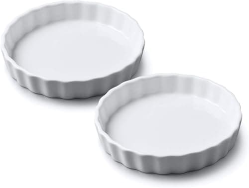 Image of WM Bartleet & Sons Round Flan Dish Set of 2, 11cm Porcelain Oven Safe Dishes - White