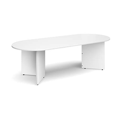 Image of Mr Office Arrow head leg radial end boardroom table 2400mm x 1000mm, White