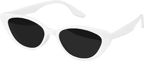 Image of TRIXES White Retro Cat Eye Sunglasses – Women’s Novelty Eyewear – Fashion Accessory – Vintage Style