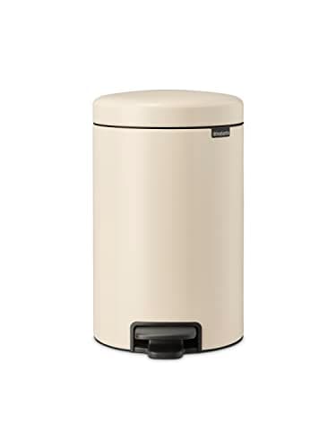Image of Brabantia - NewIcon Pedal Bin 12L - Medium Waste Bin for Kitchen or Bedroom - Soft Closing Lid - Light Pedal Operation - with Removable Inner Bucket - Non-Slip Base - Soft Beige - 25 x 34 x 41 cm