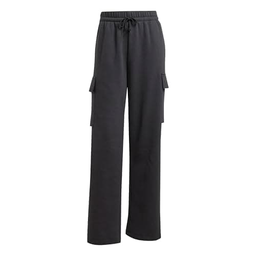 Image of adidas Women's Essentials Linear Fleece Cargo Pants, Black/White, XS