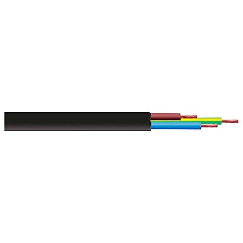 Image of merriway BH01497 3-Core Round Black Flexible Cable 2183Y 0.5 mm - 10 m Cut Length