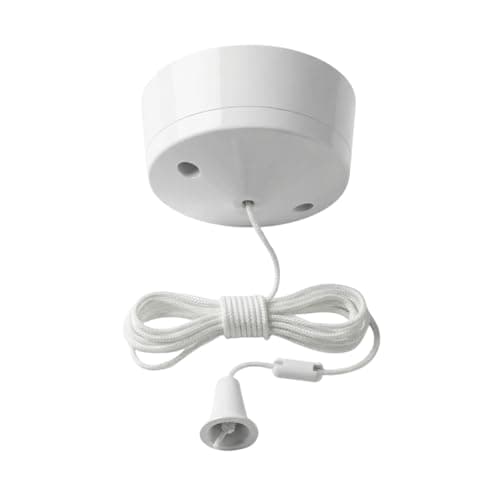 Image of AXIOM Ceiling Pull Cord 10A 2 Way Light Switch for Toilet Bathroom Kitchen Basement 1.5M Long String Pullcord White Round Ceiling Mounted