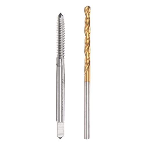 Image of sourcing map 4-40 UNC Straight Flute Thread Tap and 2.3mm Twist Drill Bit Set, Titanium Plated 6542 High Speed Steel Drilling Bit Machine Threading Tap