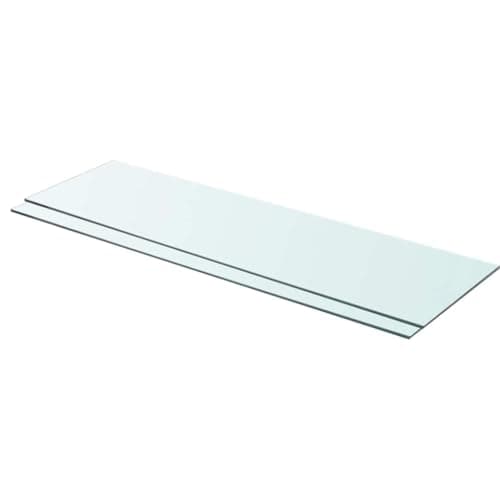 Image of vidaXL Clear Glass Panel Shelves - Transparent, Durable Tempered Glass, Easy-Cleen, 2-Piece Set with 15 kg Load Capacity - Size 90x25 cm