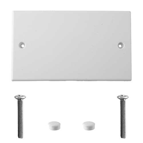 Image of Tabanzhe 1pc Double Blanking Plate Cover 2 Gang Universal White Plug Socket Faceplate Blank Plate with Screws for Electrical Sockets Back Box