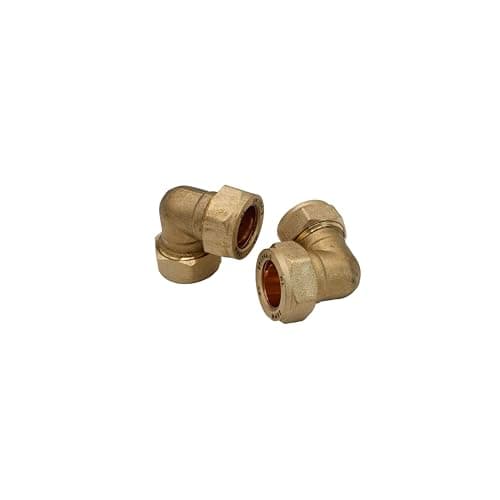 Image of PlumbEZ 22mm Compact Compression Elbow Fittings – Brass 90° Plumbing Bend for Copper & Plastic Pipe | Leak Proof Compression Joints for Water, Gas & Heating Systems (2)
