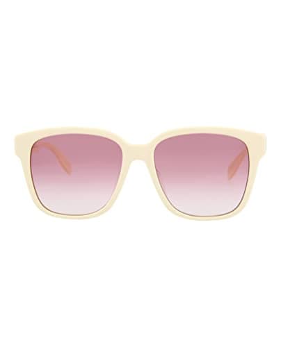 Image of Alexander McQueen Square/Rectangle Sunglasses White White Pink Luxury Eyewear Made In Italy Acetate Frame Designer Fashion for Everyday Luxury