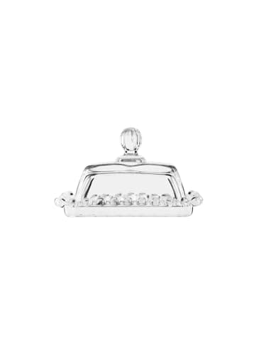 Image of PEPAXON Glass Butter Dish with Lid Clear Crystal Butter Serving Tray Butter Container (Round Handle)