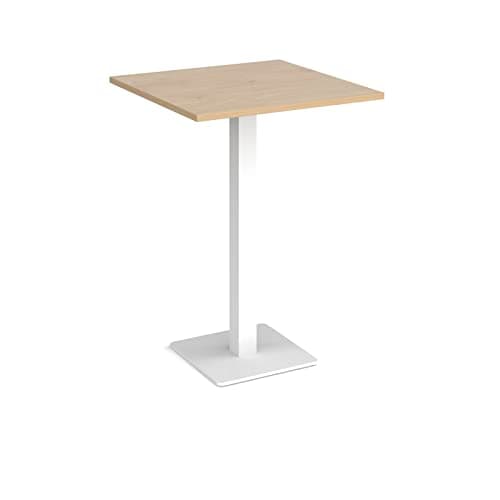 Image of Mr Office Brescia square poseur table with flat square white base 800mm, Kendal Oak
