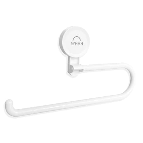 Image of RYHHH Kitchen Roll Holder Wall Mounted,Roll Holder Under Cabinet, Paper Towel Holde, Suction Cup Installation,No Drilling Required, Smart Home Gadgets For Pantry, Kitchen, Bathroom (White)