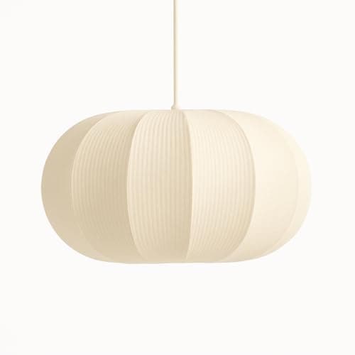 Image of CGC Lighting Indoor Lamp Shade Ribbed Stretch Cotton Fabric Hanging Ceiling Floor Table Lamp (Cream Oval)