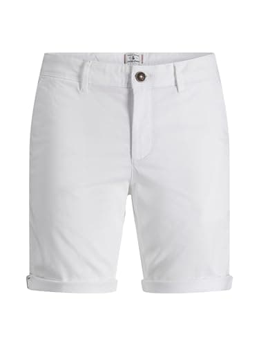 Image of Jack & Jones Men's JJIBOWIE JJSHORTS Solid SA STS Chino Shorts, White, L