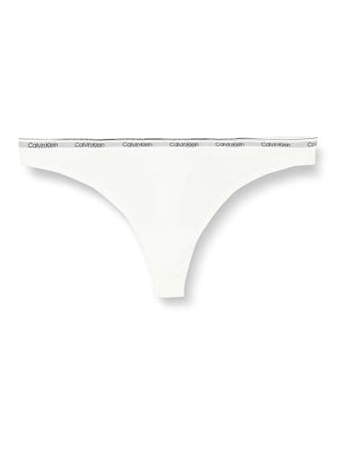 Image of Calvin Klein Women’s Thong with Logo Waistband, White (White), S