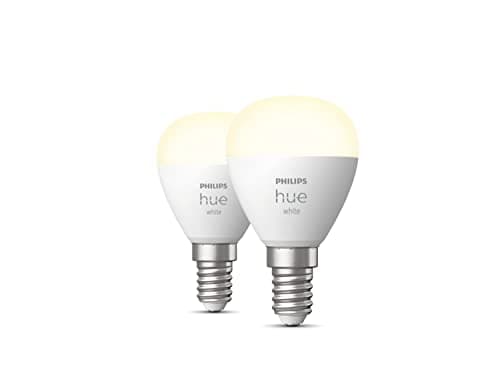 Image of Philips Hue New White Smart Light Bulb Luster 2 Pack [E14 Small Edison Screw] with Bluetooth. Works with Alexa, Google Assistant and Apple Homekit