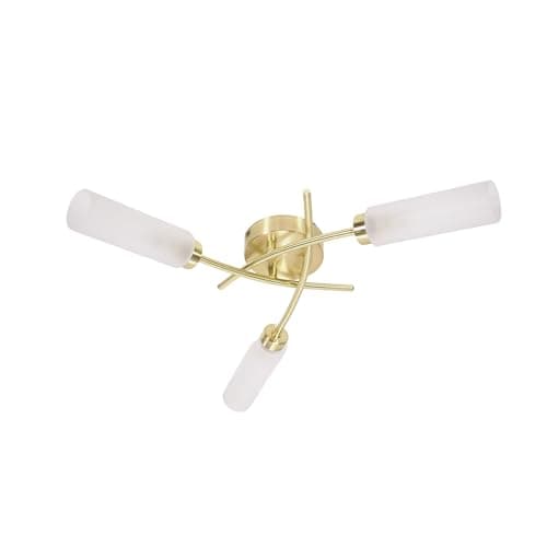 Image of ValueLights | 3 Way Curved Cross Over Design Brushed Gold Ceiling Light Fitting | Close-to-Ceiling Lights, Home Décor & Improvement Essential | Mains Wired
