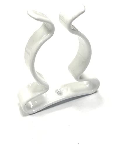 Image of 3 x Terry Tool Clips White Plastic Coated Spring Steel Grips Dia. 32MM