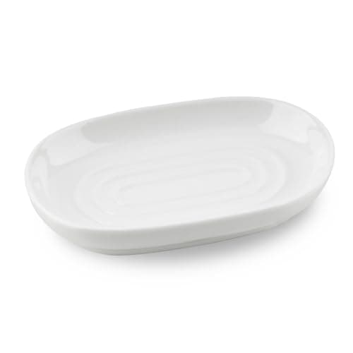 Image of YoHyien Ceramic Soap Dish, Anti-Slip Marble Soap Dish for Bathroom, Soap Tray Dish, Soap Holder for Shower, Kitchen, and Sink, Keep Soap Dry & Easy Cleaning (White)