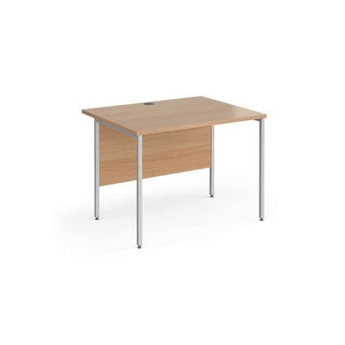 Image of Office Monster Yukon straight desk with silver H-Frame leg 1000mm x 800mm - beech top