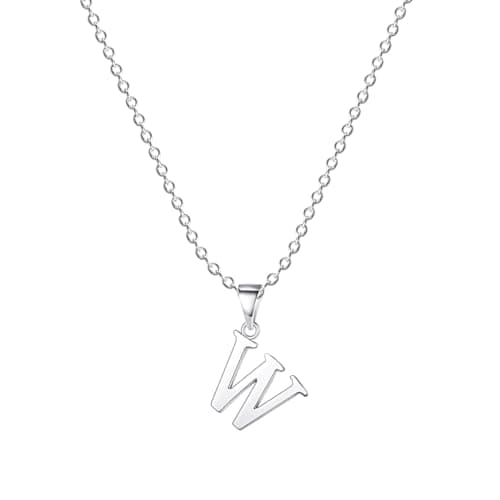 Image of XWN 925 Sterling Silver Initial W Necklace – A dainty silver letter pendant necklace, perfect for daily wear, and an ideal jewelry gift for women.