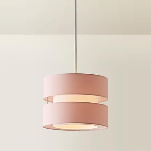 Image of ValueLights | Small Ceiling Light Shade 2 Tier Pendant Lampshade in Blush Pink | Lamp Shades, Home Décor & Improvement Essential | 26cm Shade Width