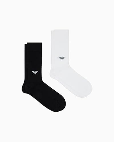 Image of EMPORIO ARMANI MAN'S EAGLE RIB 2-PACK SOCKS SHORT BLACK TU