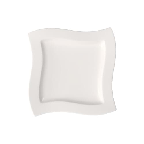 Image of Villeroy & Boch - NewWave Food Plate, Porcelain Plate with Slight Indentation, Square Shape, Dishwasher and Microwave Safe, White, Diameter 27 cm