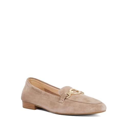 Image of Dune London Ladies GLADIA Leather Almond Toe Loafers Size UK 5 Suede Taupe