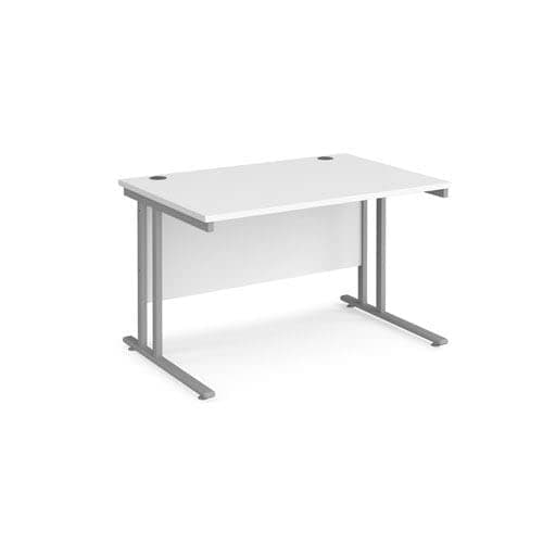 Image of Office Monster Cooper straight desk 1200mm x 800mm - silver cantilever leg frame, white top